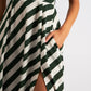 Geri Diagonal Lines Print Halter Midi Dress - Green
