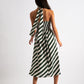 Geri Diagonal Lines Print Halter Midi Dress - Green