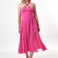 Geri Moss Crepe Halter Neck Midi Dress