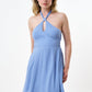 Geri Petite Dot Halter Neck Mini Dress