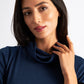 Gigi Brushed Marl Jersey Midi Dress - Navy