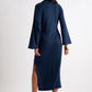 Gigi Brushed Marl Jersey Midi Dress - Navy