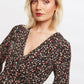 Louche Giovanna Wax Flower Print Long Sleeved Tie Mini Dress