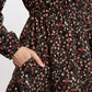 Louche Giovanna Wax Flower Print Long Sleeved Tie Mini Dress