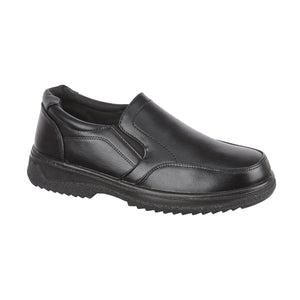 Men Black Slip-On Twin Gusset Faux Leather Shoes