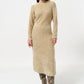 Guila Eyelash Rib Long Sleeve Midi Dress - Beige