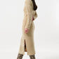Guila Eyelash Rib Long Sleeve Midi Dress - Beige