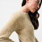 Guila Eyelash Rib Long Sleeve Midi Dress - Beige