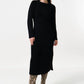Guila Eyelash Rib Long Sleeve Midi Dress - Black