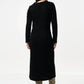 Guila Eyelash Rib Long Sleeve Midi Dress - Black