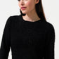 Guila Eyelash Rib Long Sleeve Midi Dress - Black