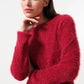 Guila Eyelash Rib Long Sleeve Midi Dress - Red