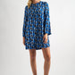 Gwenola Mid Century Retro Print Mini Dress - Blue