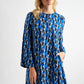 Gwenola Mid Century Retro Print Mini Dress - Blue