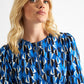Gwenola Mid Century Retro Print Mini Dress - Blue