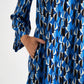 Gwenola Mid Century Retro Print Mini Dress - Blue