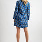 Gwenola Mid Century Retro Print Mini Dress - Blue