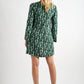 Gwenola Mid Century Retro Print Mini Dress - Green