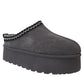Ladies Platform Aztec Embroidery Faux Fur Slippers
