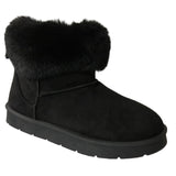 Maria Ladies’ Faux Suede Ankle Boots with Faux Fur Trim Collar & Cozy Fur Lining