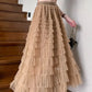 High-Waisted Mesh Layered Skirt for Women – Spring & Fall Elegant Cake Skirt