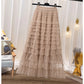 High-Waisted Mesh Layered Skirt for Women – Spring & Fall Elegant Cake Skirt