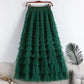High-Waisted Mesh Layered Skirt for Women – Spring & Fall Elegant Cake Skirt