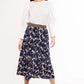Hanan Swallow Print Elastic Waist Midi Skirt