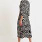 Haden Zebra Pop Print Wrap Midi Dress - Black and White