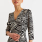 Haden Zebra Pop Print Wrap Midi Dress - Black and White