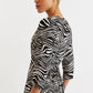 Haden Zebra Pop Print Wrap Midi Dress - Black and White