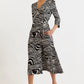 Haden Zebra Pop Print Wrap Midi Dress - Black and White