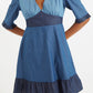Honie Double Denim V-Neck Mini Dress