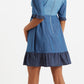 Honie Double Denim V-Neck Mini Dress