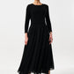 Huxley Jersey & Georgette Midi Dress - Black