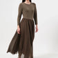 Huxley Jersey & Georgette Midi Dress - Mole