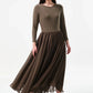 Huxley Jersey & Georgette Midi Dress - Mole