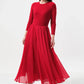 Huxley Jersey & Georgette Midi Dress - Red