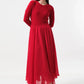 Huxley Jersey & Georgette Midi Dress - Red