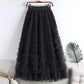 High-Waisted Mesh Layered Skirt for Women – Spring & Fall Elegant Cake Skirt