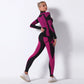 Breathable Yoga Workout Long Sleeve Shirt Leggings Set Gym Sports Fitness Striped Pants Suit For Women