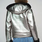 Silver Shearling Leather Hooded Jacket