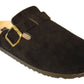 Becky Ladies Faux Suede Leather Plaform Buckle Clog Slippers Black