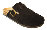 Becky Ladies Faux Suede Leather Plaform Buckle Clog Slippers Black