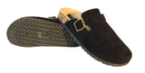 Becky Ladies Faux Suede Leather Plaform Buckle Clog Slippers Black