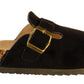 Becky Ladies Faux Suede Leather Plaform Buckle Clog Slippers Black
