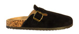 Becky Ladies Faux Suede Leather Plaform Buckle Clog Slippers Black