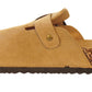 Becky Ladies Faux Suede Leather Plaform Buckle Clog Slippers Khaki