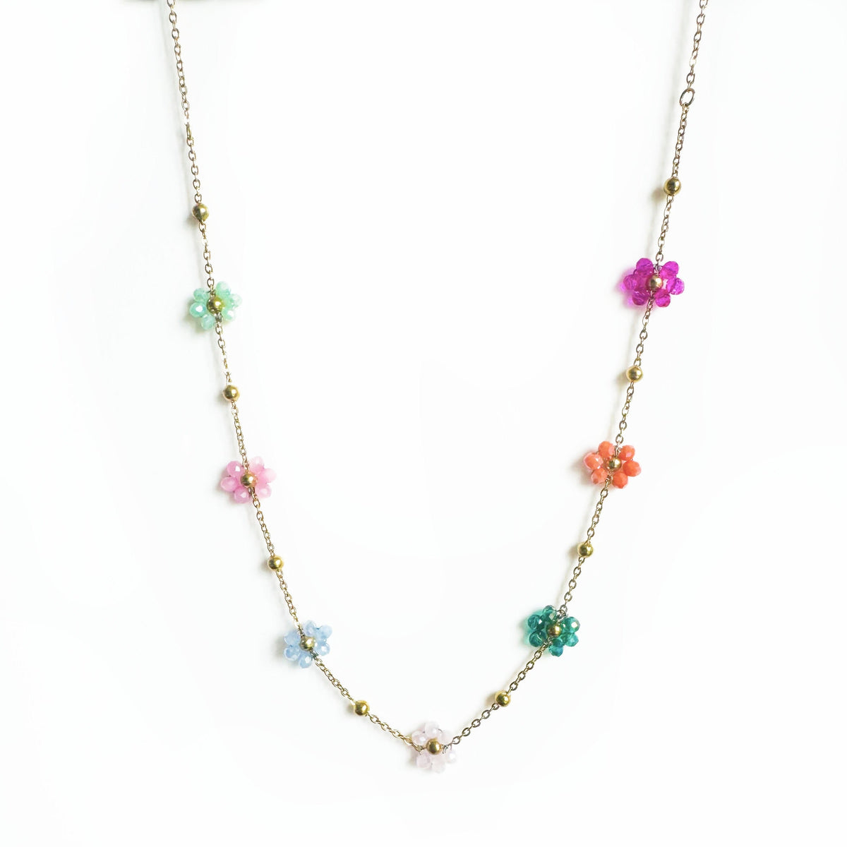 Lucy Multicoloured Beaded Flower Necklace