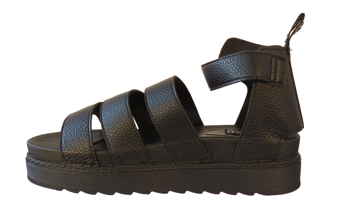 Jesse Ladies Platform Gladiator Sandals Black